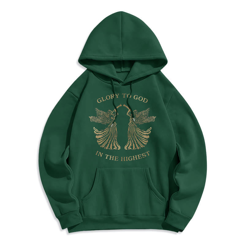 Classic Style Glory To God In The Highest Angel Fleece Lined Polyester Hoodie