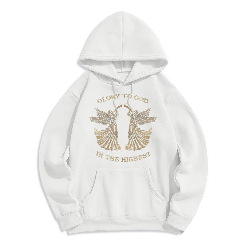 Classic Style Glory To God In The Highest Angel Fleece Lined Polyester Hoodie