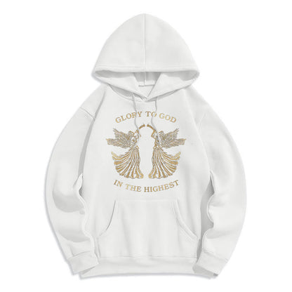 Classic Style Glory To God In The Highest Angel Fleece Lined Polyester Hoodie