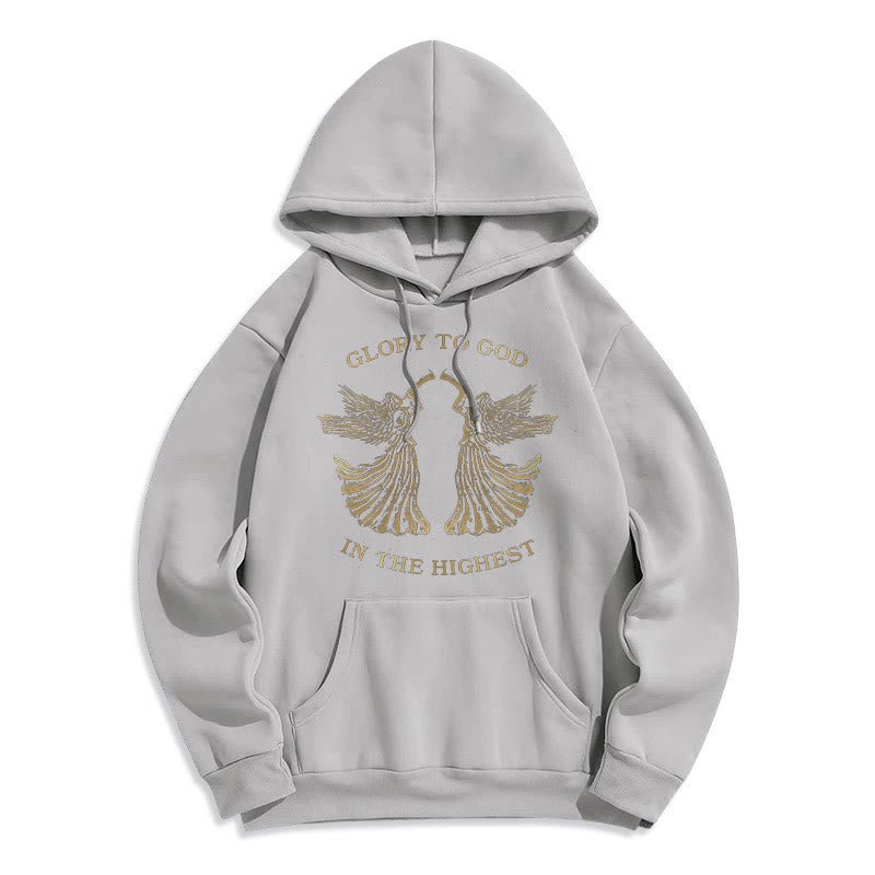 Classic Style Glory To God In The Highest Angel Fleece Lined Polyester Hoodie