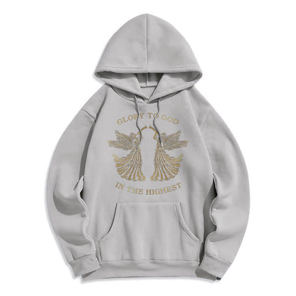 Classic Style Glory To God In The Highest Angel Fleece Lined Polyester Hoodie