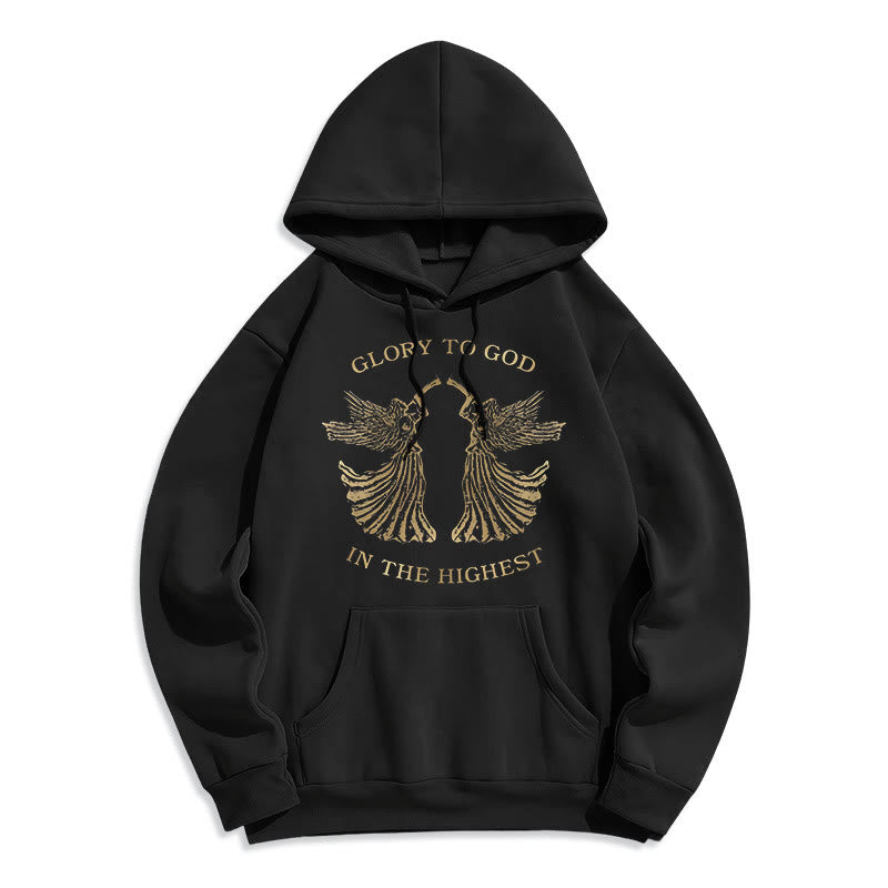 Classic Style Glory To God In The Highest Angel Fleece Lined Polyester Hoodie