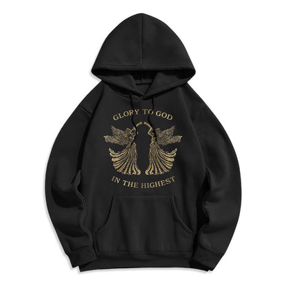 Classic Style Glory To God In The Highest Angel Fleece Lined Polyester Hoodie