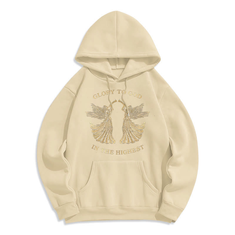 Classic Style Glory To God In The Highest Angel Fleece Lined Polyester Hoodie