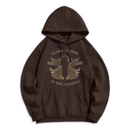 Classic Style Glory To God In The Highest Angel Fleece Lined Polyester Hoodie