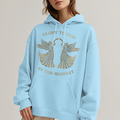 Classic Style Glory To God In The Highest Angel Fleece Lined Polyester Hoodie