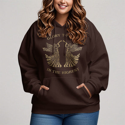 Classic Style Glory To God In The Highest Angel Fleece Lined Polyester Hoodie