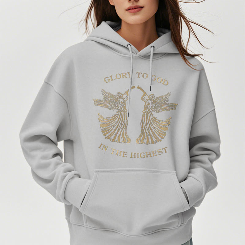 Classic Style Glory To God In The Highest Angel Fleece Lined Polyester Hoodie