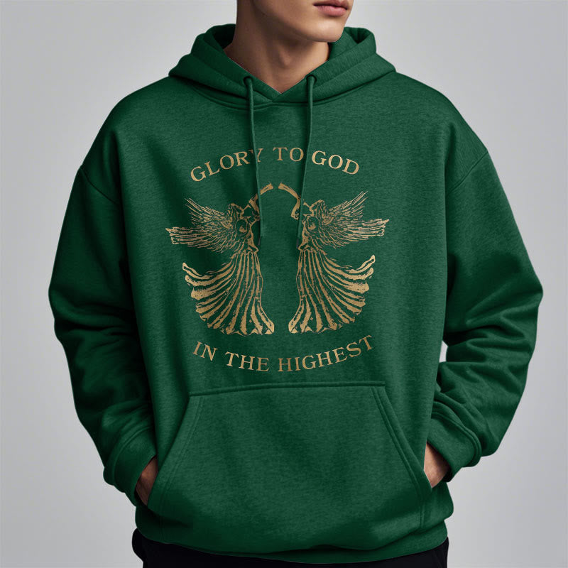 Classic Style Glory To God In The Highest Angel Fleece Lined Polyester Hoodie