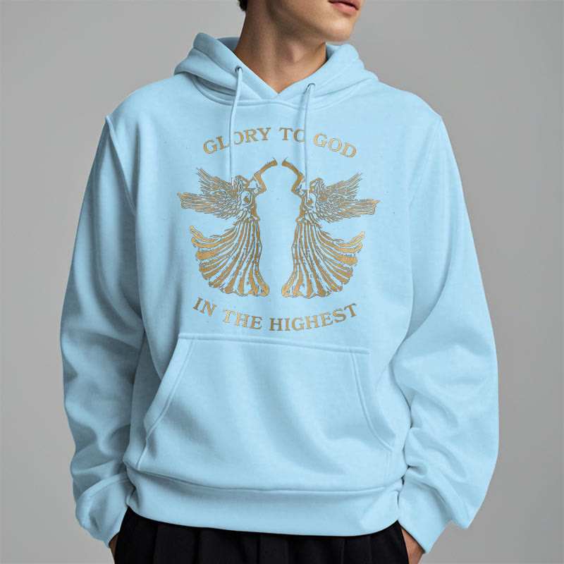 Classic Style Glory To God In The Highest Angel Fleece Lined Polyester Hoodie