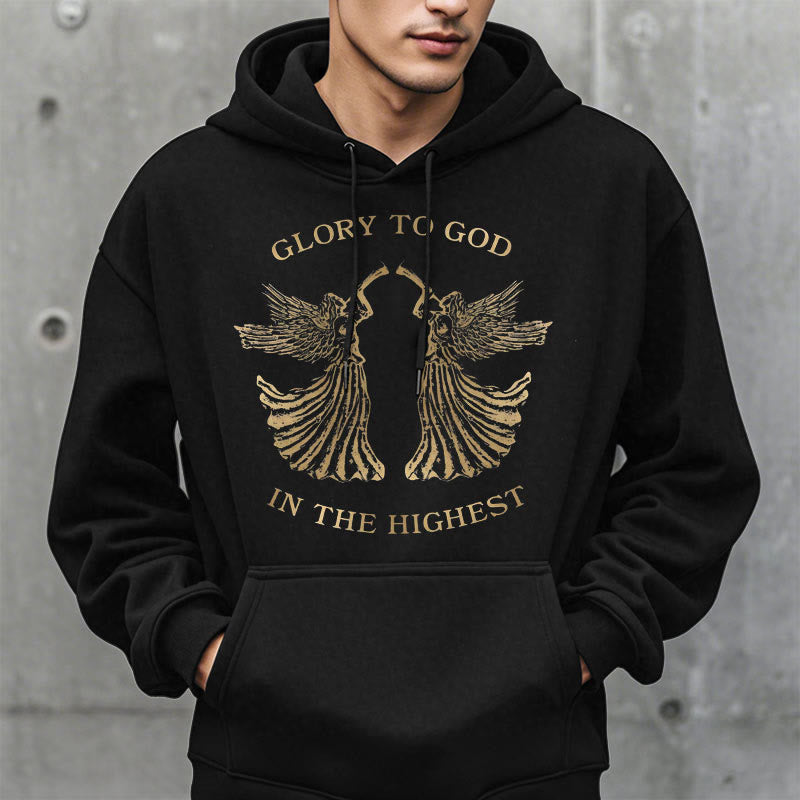 Classic Style Glory To God In The Highest Angel Fleece Lined Polyester Hoodie