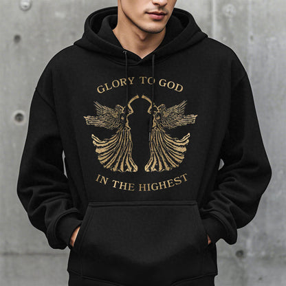 Classic Style Glory To God In The Highest Angel Fleece Lined Polyester Hoodie