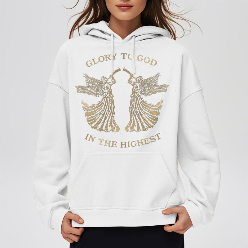 Classic Style Glory To God In The Highest Angel Fleece Lined Polyester Hoodie