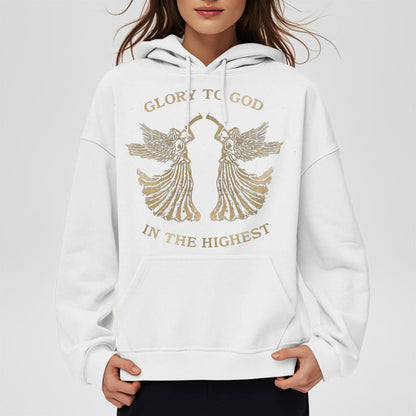 Classic Style Glory To God In The Highest Angel Fleece Lined Polyester Hoodie
