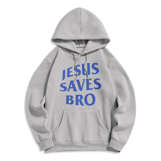 Quotation Style Jesus Saves Bro Proud Faith Fleece Lined Polyester Hoodie