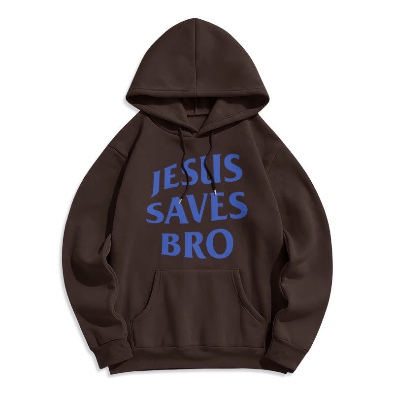 Quotation Style Jesus Saves Bro Proud Faith Fleece Lined Polyester Hoodie