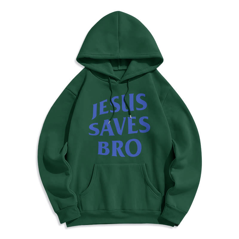 Quotation Style Jesus Saves Bro Proud Faith Fleece Lined Polyester Hoodie