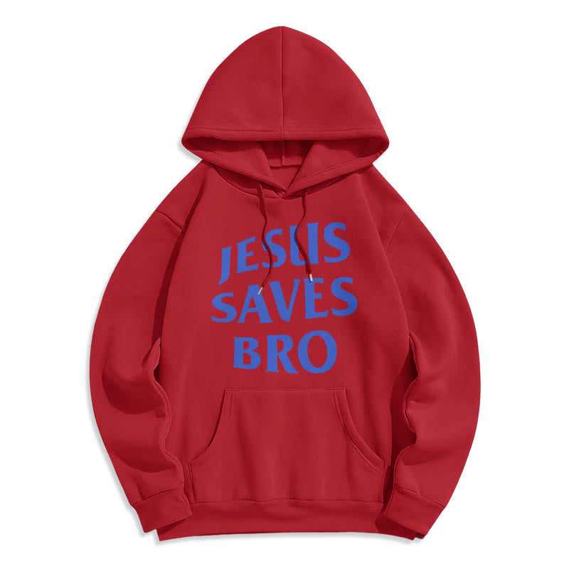 Quotation Style Jesus Saves Bro Proud Faith Fleece Lined Polyester Hoodie