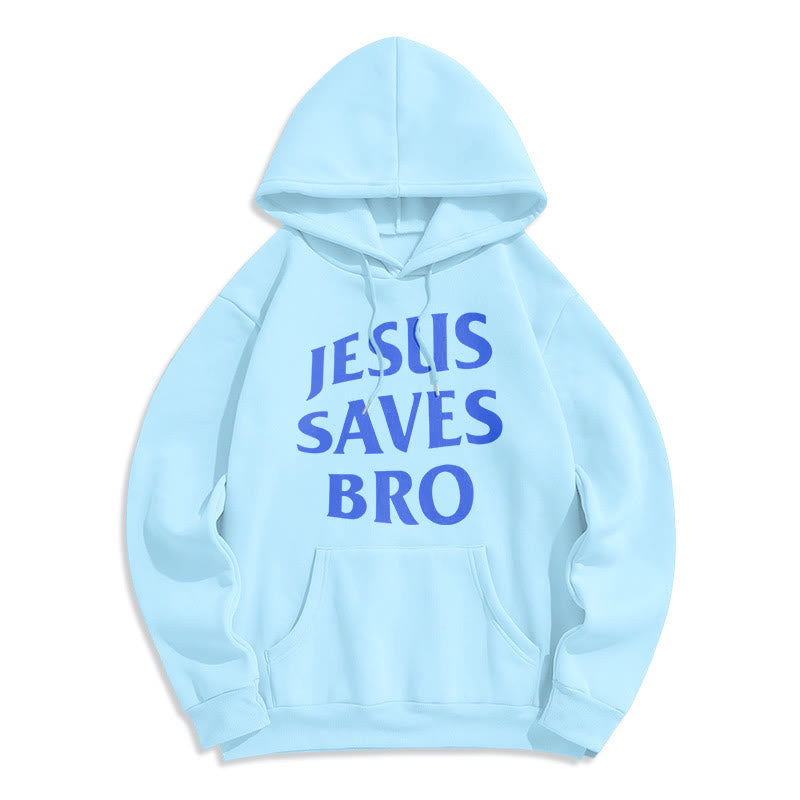 Quotation Style Jesus Saves Bro Proud Faith Fleece Lined Polyester Hoodie