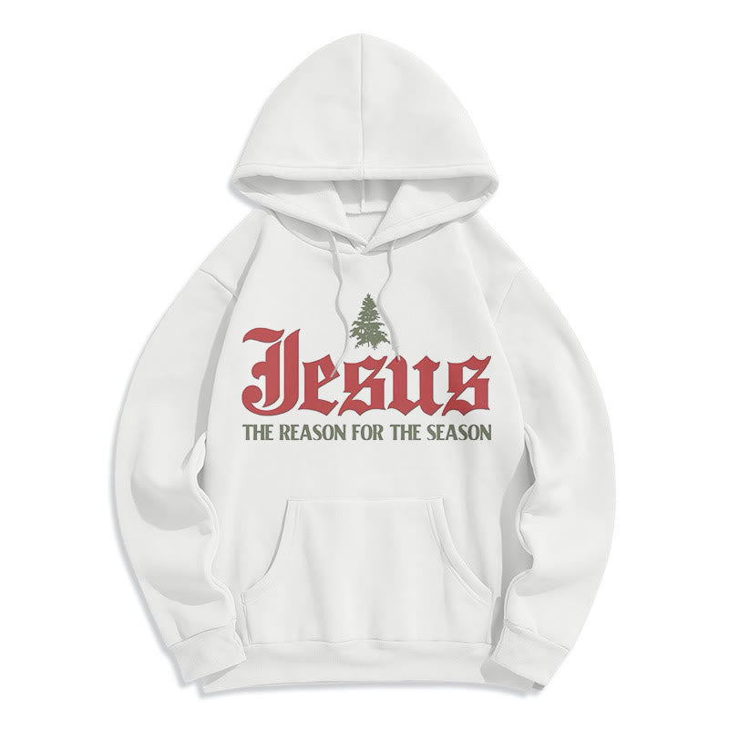 Quotation Style Jesus The Reason for the Season Fleece Lined Polyester Hoodie
