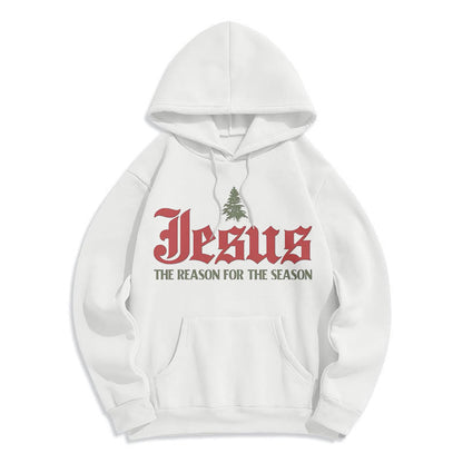 Quotation Style Jesus The Reason for the Season Fleece Lined Polyester Hoodie