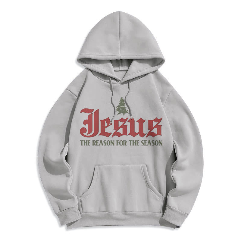 Quotation Style Jesus The Reason for the Season Fleece Lined Polyester Hoodie