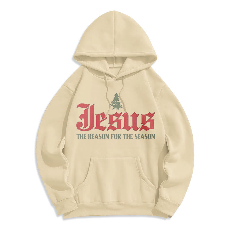 Quotation Style Jesus The Reason for the Season Fleece Lined Polyester Hoodie