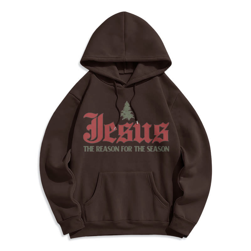 Quotation Style Jesus The Reason for the Season Fleece Lined Polyester Hoodie