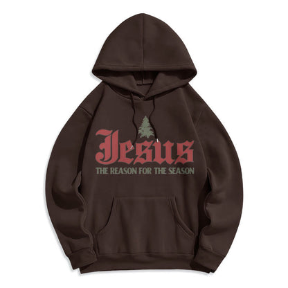 Quotation Style Jesus The Reason for the Season Fleece Lined Polyester Hoodie