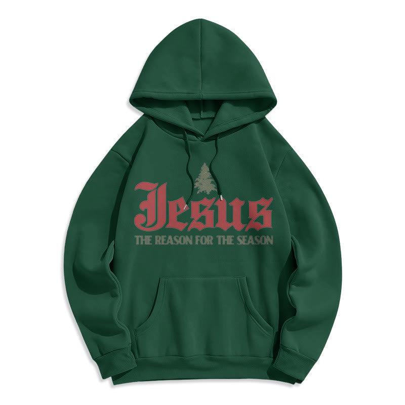 Quotation Style Jesus The Reason for the Season Fleece Lined Polyester Hoodie