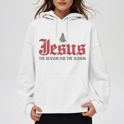 Quotation Style Jesus The Reason for the Season Fleece Lined Polyester Hoodie