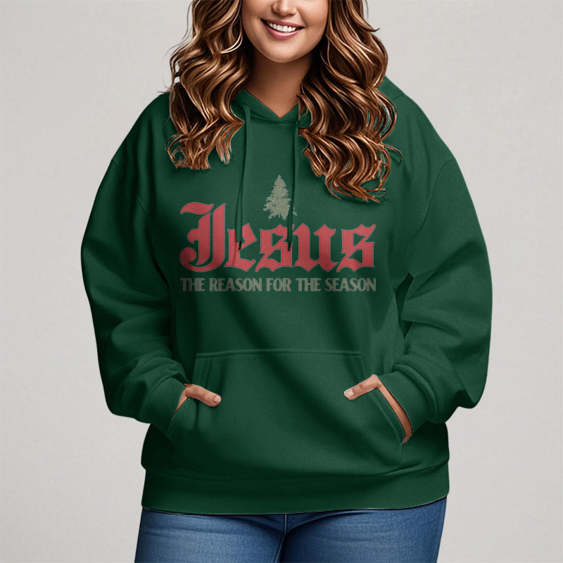 Quotation Style Jesus The Reason for the Season Fleece Lined Polyester Hoodie