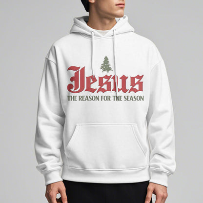 Quotation Style Jesus The Reason for the Season Fleece Lined Polyester Hoodie