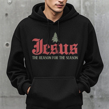 Quotation Style Jesus The Reason for the Season Fleece Lined Polyester Hoodie