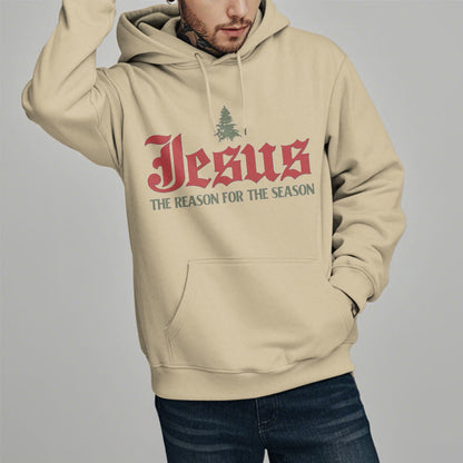 Quotation Style Jesus The Reason for the Season Fleece Lined Polyester Hoodie