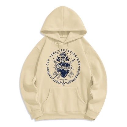 Classic Style Sacred Heart of Jesus Fleece Lined Polyester Hoodie