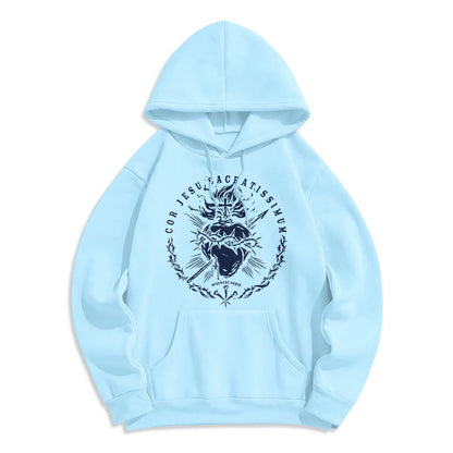 Classic Style Sacred Heart of Jesus Fleece Lined Polyester Hoodie