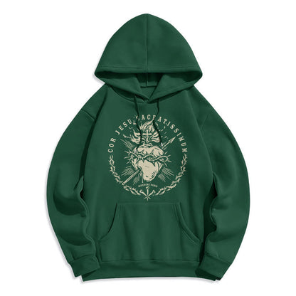 Classic Style Sacred Heart of Jesus Fleece Lined Polyester Hoodie