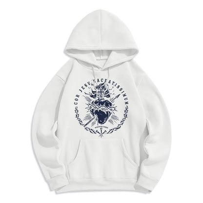 Classic Style Sacred Heart of Jesus Fleece Lined Polyester Hoodie