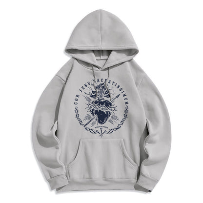 Classic Style Sacred Heart of Jesus Fleece Lined Polyester Hoodie