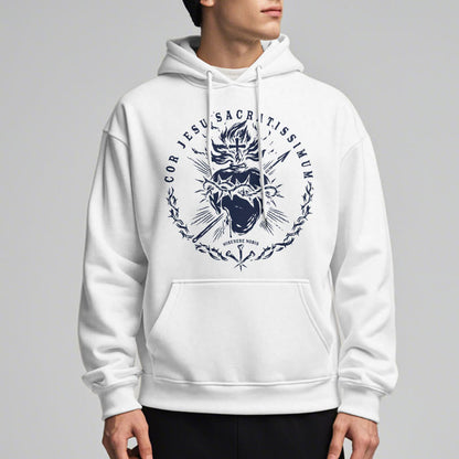 Classic Style Sacred Heart of Jesus Fleece Lined Polyester Hoodie