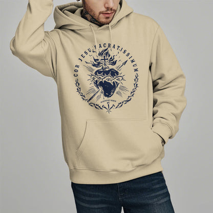Classic Style Sacred Heart of Jesus Fleece Lined Polyester Hoodie