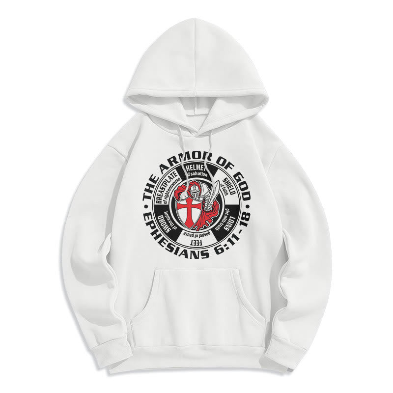 Modern Colored Style Crusader Knight Armor of God Fleece Lined Polyester Hoodie