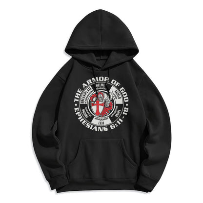 Modern Colored Style Crusader Knight Armor of God Fleece Lined Polyester Hoodie