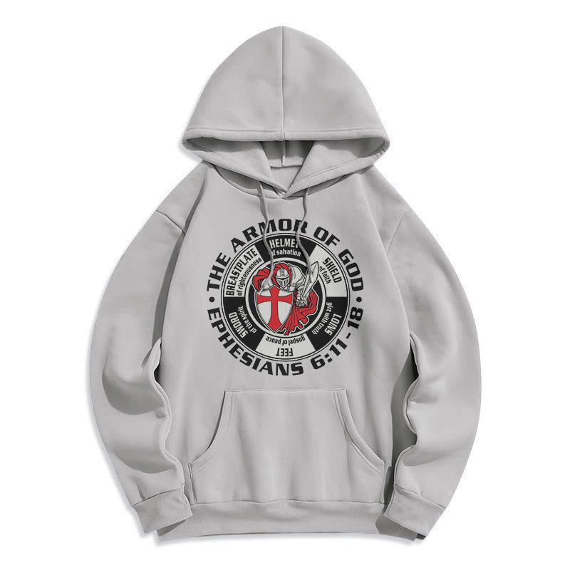 Modern Colored Style Crusader Knight Armor of God Fleece Lined Polyester Hoodie