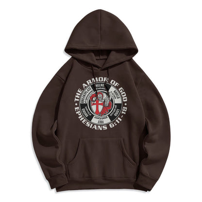 Modern Colored Style Crusader Knight Armor of God Fleece Lined Polyester Hoodie
