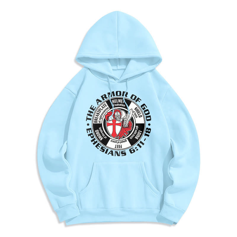 Modern Colored Style Crusader Knight Armor of God Fleece Lined Polyester Hoodie