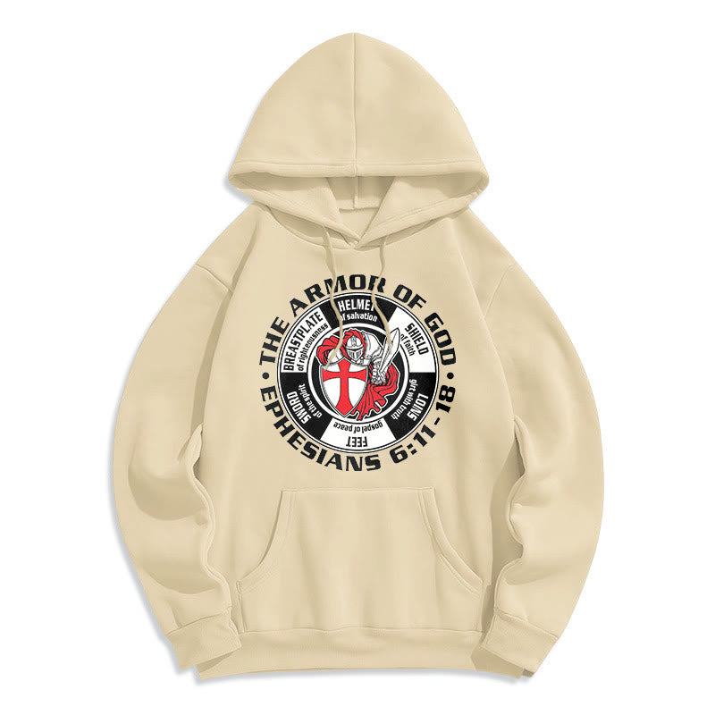 Modern Colored Style Crusader Knight Armor of God Fleece Lined Polyester Hoodie