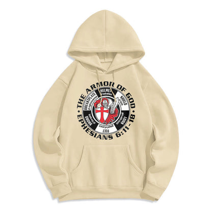 Modern Colored Style Crusader Knight Armor of God Fleece Lined Polyester Hoodie