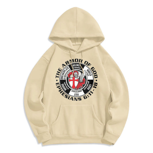 Modern Colored Style Crusader Knight Armor of God Fleece Lined Polyester Hoodie